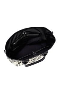 کیف زنانه پارچه‌ای دوشی مشکی طرح‌دار بند بلند Kastamonu دری مد