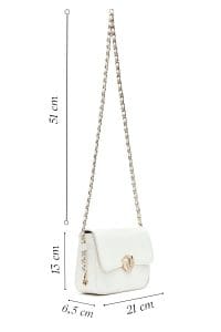 کیف زنانه کراس بادی سفید براق دوشی بلند دری مد