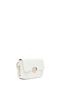 کیف زنانه کراس بادی سفید براق دوشی بلند دری مد