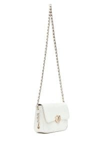 کیف زنانه کراس بادی سفید براق دوشی بلند دری مد