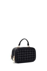 کیف زنانه کراس بادی مشکی بافت‌دار دوشی بلند دری مد