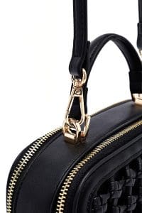 کیف زنانه کراس بادی مشکی بافت‌دار دوشی بلند دری مد