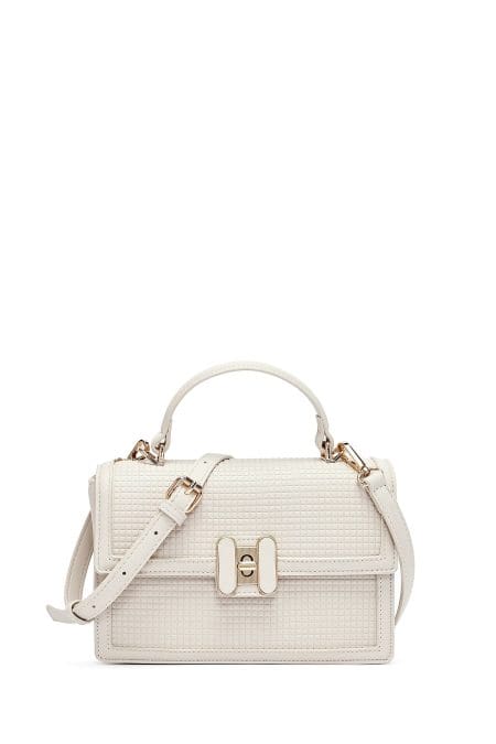 کیف زنانه کراس بادی کرم چاپ‌دار دوشی بلند دری مد