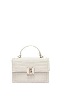 کیف زنانه کراس بادی کرم چاپ‌دار دوشی بلند دری مد