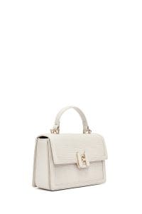 کیف زنانه کراس بادی کرم چاپ‌دار دوشی بلند دری مد