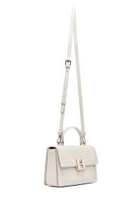 کیف زنانه کراس بادی کرم چاپ‌دار دوشی بلند دری مد