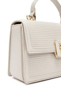 کیف زنانه کراس بادی کرم چاپ‌دار دوشی بلند دری مد