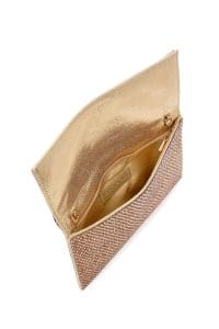 کیف مجلسی زنانه طلایی بند بلند زنجیری نگین‌دار دری مد