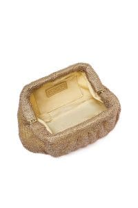 کیف مجلسی زنانه طلایی بند بلند زنجیری نگین‌دار دری مد