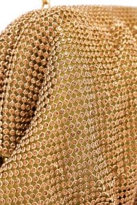 کیف مجلسی زنانه طلایی بند بلند زنجیری نگین‌دار دری مد