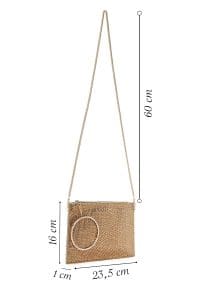 کیف مجلسی زنانه طلایی بند بلند زنجیری نگین‌دار دری مد