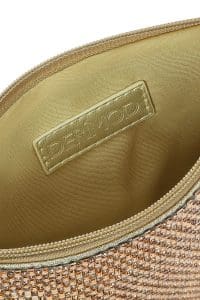 کیف مجلسی زنانه طلایی بند بلند زنجیری نگین‌دار دری مد