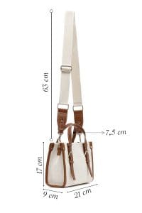 کیف کراس بادی زنانه پارچه‌ای بژ بند بلند دری مد