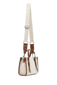 کیف کراس بادی زنانه پارچه‌ای بژ بند بلند دری مد