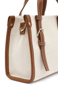 کیف کراس بادی زنانه پارچه‌ای بژ بند بلند دری مد