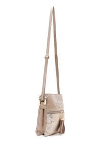 کیف کراس بادی زنانه چرم بژ بند بلند با جزئیات اکسسوری دری مد