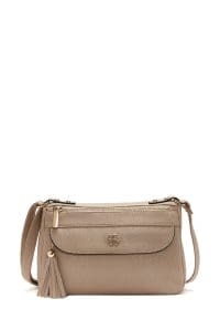 کیف کراس بادی زنانه چرم بژ بند بلند دری مد