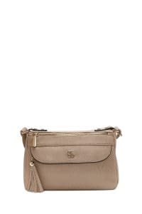 کیف کراس بادی زنانه چرم بژ بند بلند دری مد