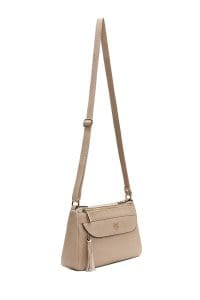 کیف کراس بادی زنانه چرم بژ بند بلند دری مد