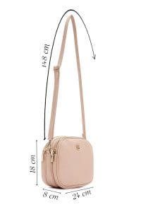 کیف کراس بادی زنانه چرم بژ مینی بند بلند دری مد