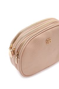 کیف کراس بادی زنانه چرم بژ مینی بند بلند دری مد