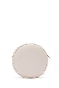 کیف کراس بادی زنانه چرم سفید بافت‌دار مینی بند بلند دری مد