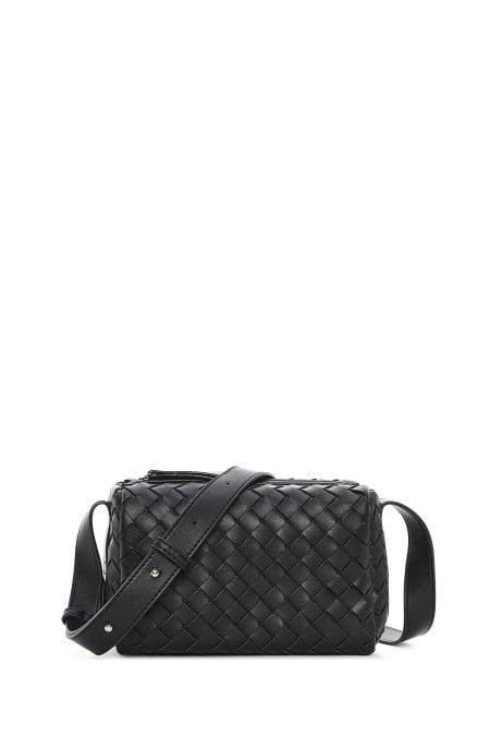 کیف کراس بادی زنانه چرم مشکی بافت‌دار دری مد