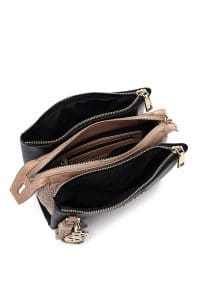 کیف کراس بادی زنانه چرم مشکی بند بلند با جزئیات اکسسوری دری مد