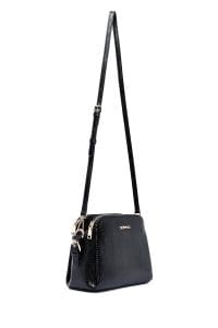 کیف کراس بادی زنانه چرم مشکی بند بلند دری مد