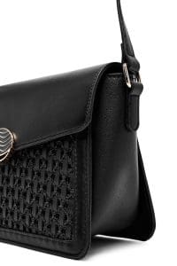 کیف کراس بادی زنانه چرم مشکی بند بلند دری مد