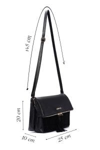 کیف کراس بادی زنانه چرم مشکی بند بلند دری مد