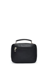 کیف کراس بادی زنانه چرم مشکی بند بلند چاپ‌دار دری مد