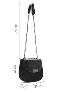 کیف کراس بادی زنانه چرم مشکی چاپ‌دار دری مد