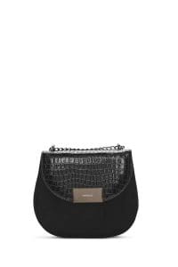 کیف کراس بادی زنانه چرم مشکی چاپ‌دار دری مد