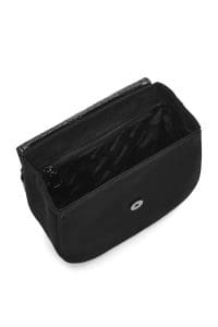 کیف کراس بادی زنانه چرم مشکی چاپ‌دار دری مد