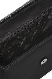 کیف کراس بادی زنانه چرم مشکی چاپ‌دار دری مد