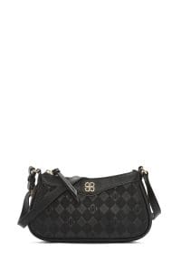 کیف کراس بادی زنانه چرم مشکی چاپ‌دار دری مد