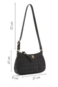 کیف کراس بادی زنانه چرم مشکی چاپ‌دار دری مد