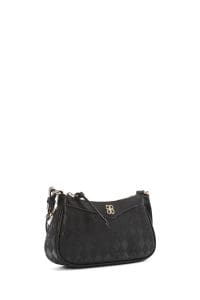 کیف کراس بادی زنانه چرم مشکی چاپ‌دار دری مد