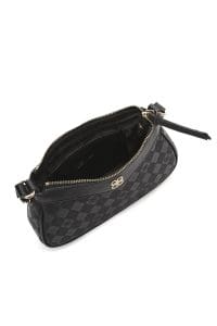 کیف کراس بادی زنانه چرم مشکی چاپ‌دار دری مد