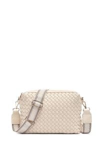 کیف کراس بادی زنانه چرم کرم بافت‌دار دری مد