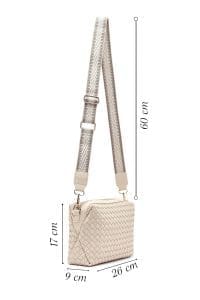 کیف کراس بادی زنانه چرم کرم بافت‌دار دری مد