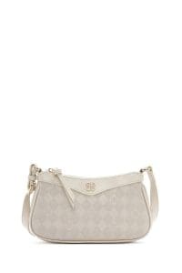 کیف کراس بادی زنانه چرم کرم چاپ‌دار دری مد