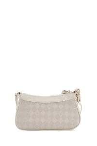 کیف کراس بادی زنانه چرم کرم چاپ‌دار دری مد