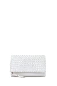 کیف کلاچ زنانه سفید بند بلند زنجیری بافتی دری مد