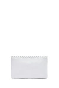 کیف کلاچ زنانه سفید بند بلند زنجیری بافتی دری مد