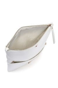 کیف کلاچ زنانه سفید بند بلند زنجیری بافتی دری مد