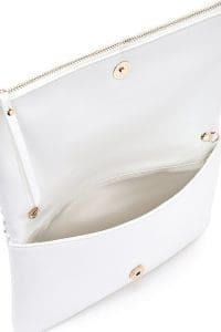 کیف کلاچ زنانه سفید بند بلند زنجیری بافتی دری مد