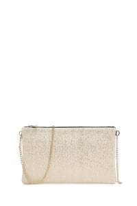 کیف کلاچ زنانه طلایی بند بلند زنجیری حصیری دری مد