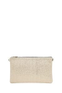 کیف کلاچ زنانه طلایی بند بلند زنجیری حصیری دری مد